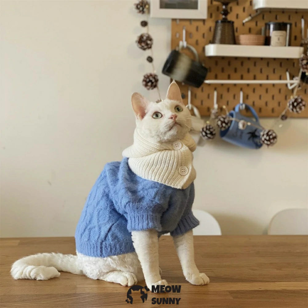 Hairless cat clothes Korean style knitted sweater belly protection kitten thick coat