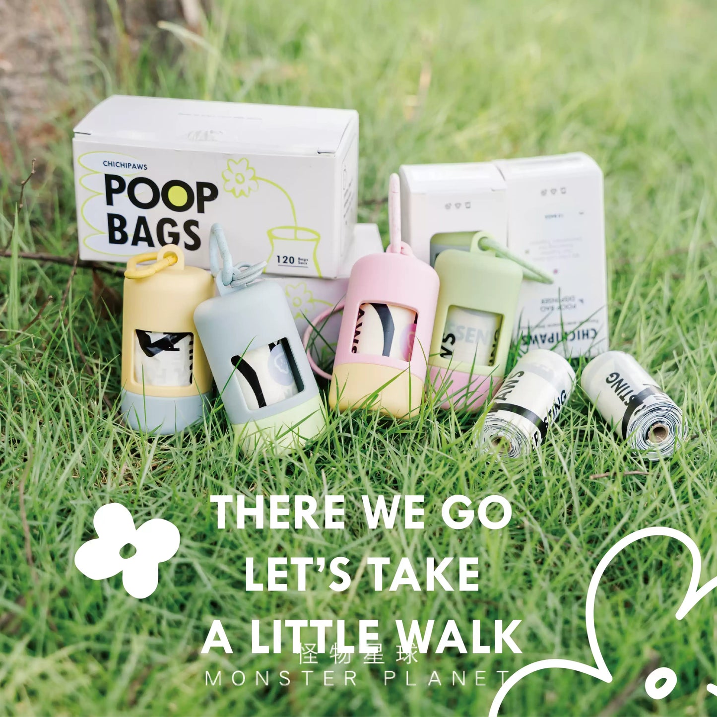 Poop Bags Holder with Portable Colorful Lanyard