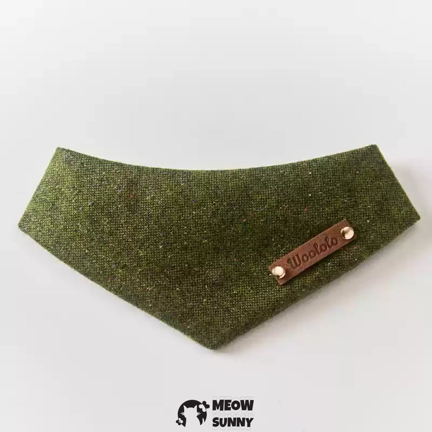 Wool Moss Green Pet Cat & Dog Triangle Bibs,Customizable Name