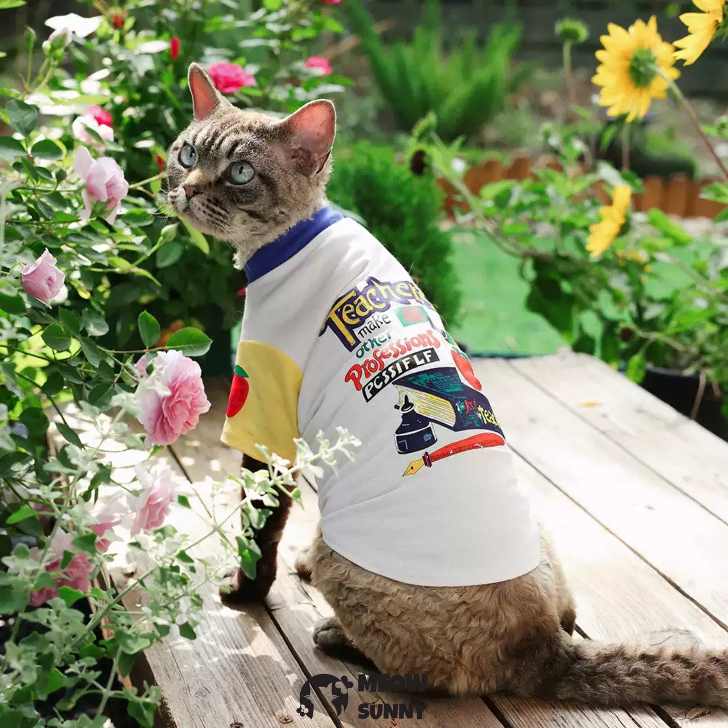 Summer Thin Cotton Breathable Trendy Printed Cat T-shirt