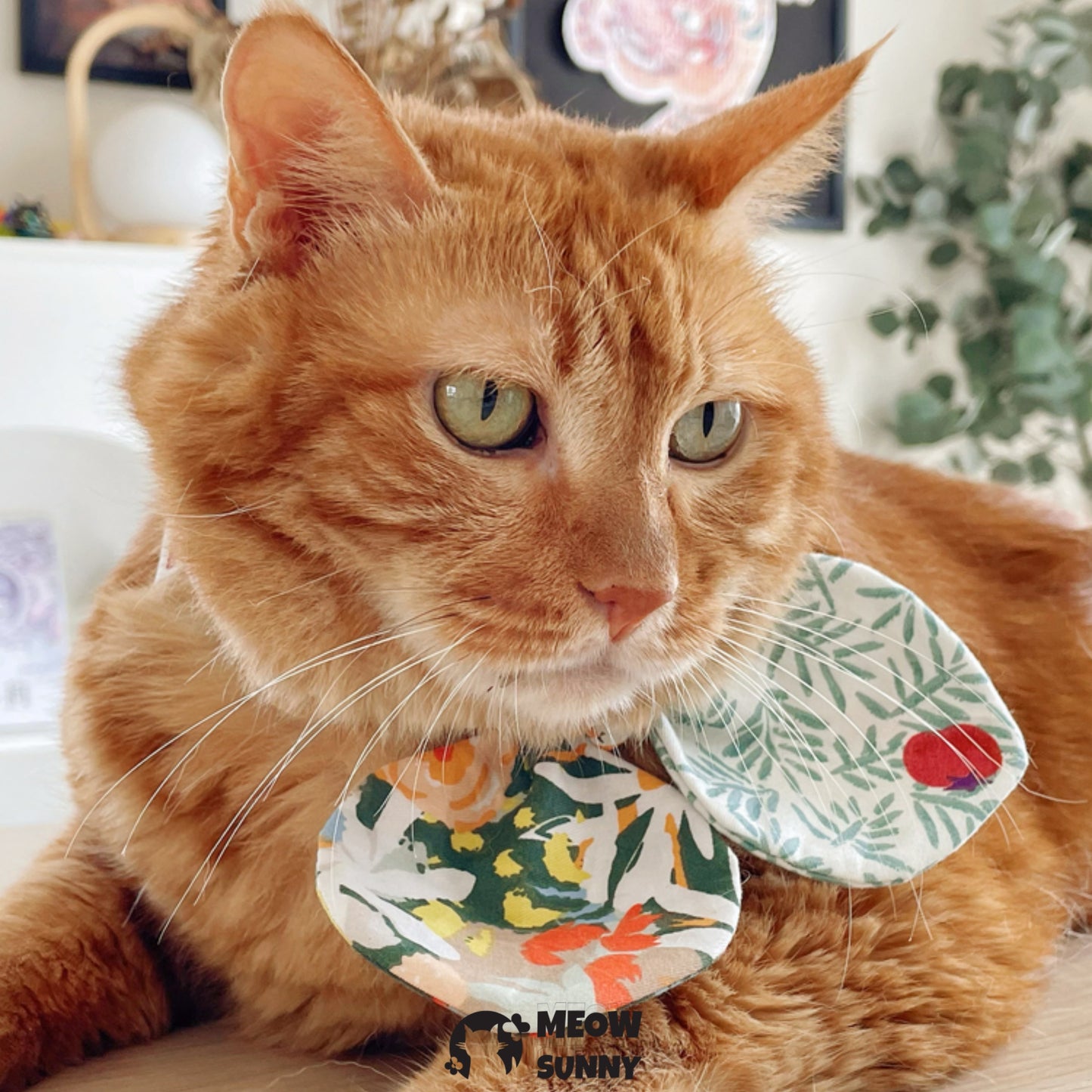 Heart-Shaped Collar Butterfly Flower Print Pet Cat &Dog Bowtie