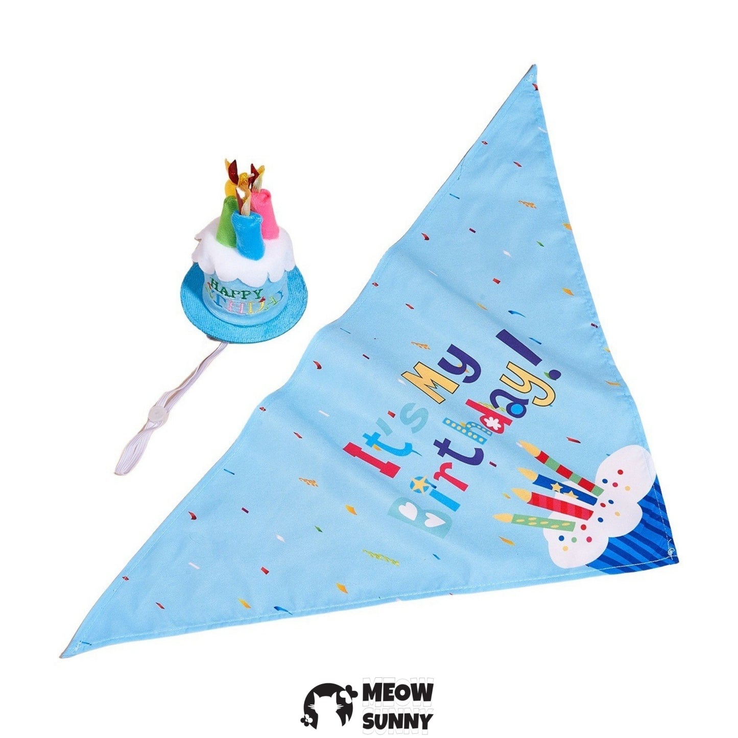 Birthday Cake Dog & Cat Hat with Triangle Bib, Medium