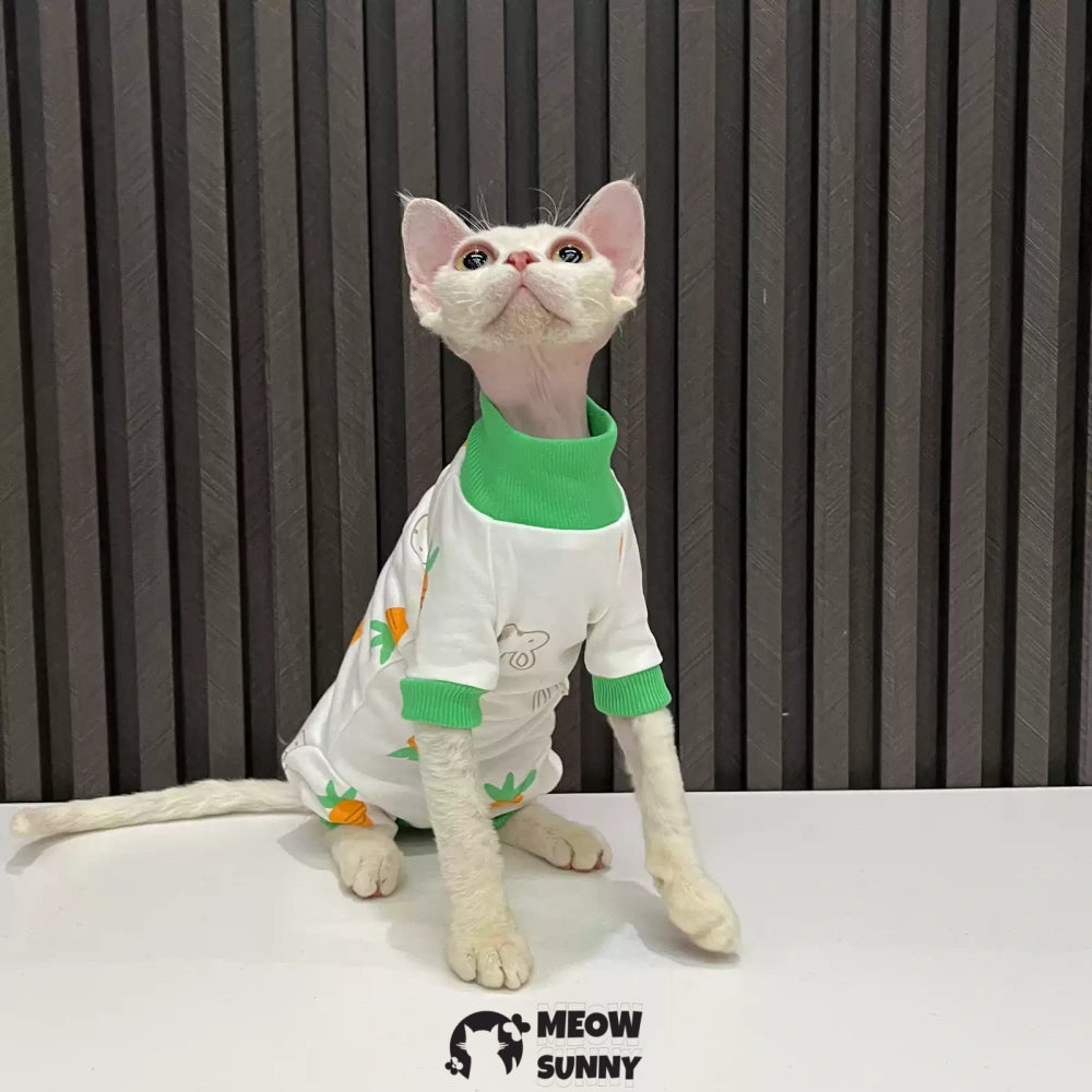 Sphynx Sleeveless Bodysuit Elastic Hairless Cute pattern Cat Clothes