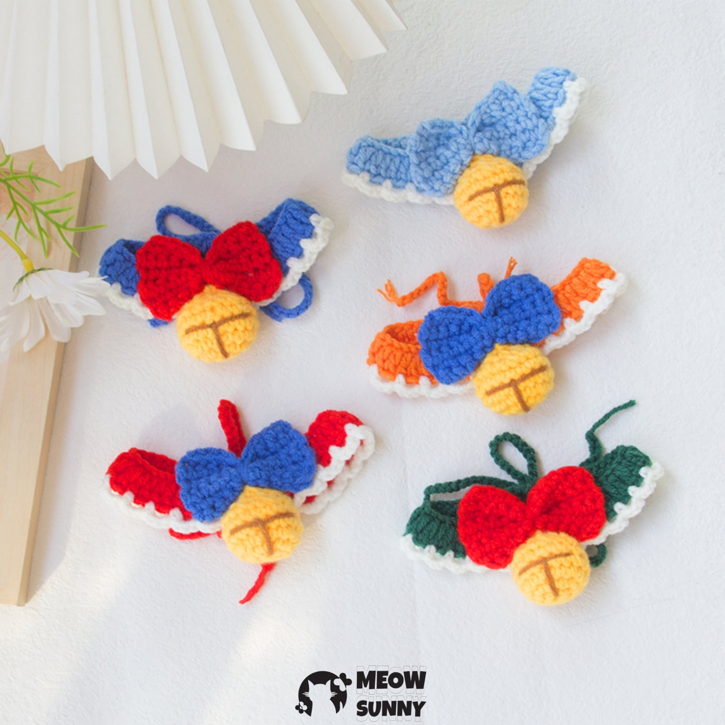 Woven Bell Cat Cute Holiday Bow Tie Collar