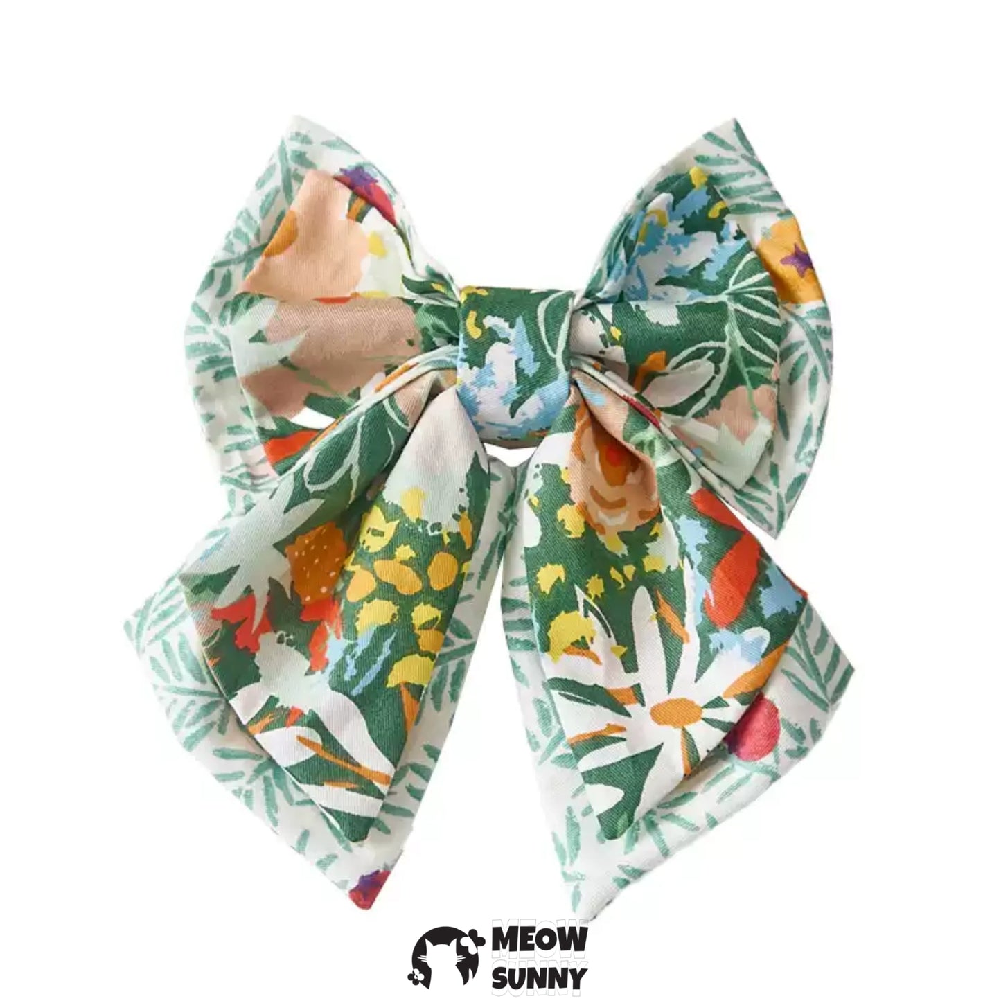 Butterfly and Flower Print Pet Cat & Dog Green Bowtie