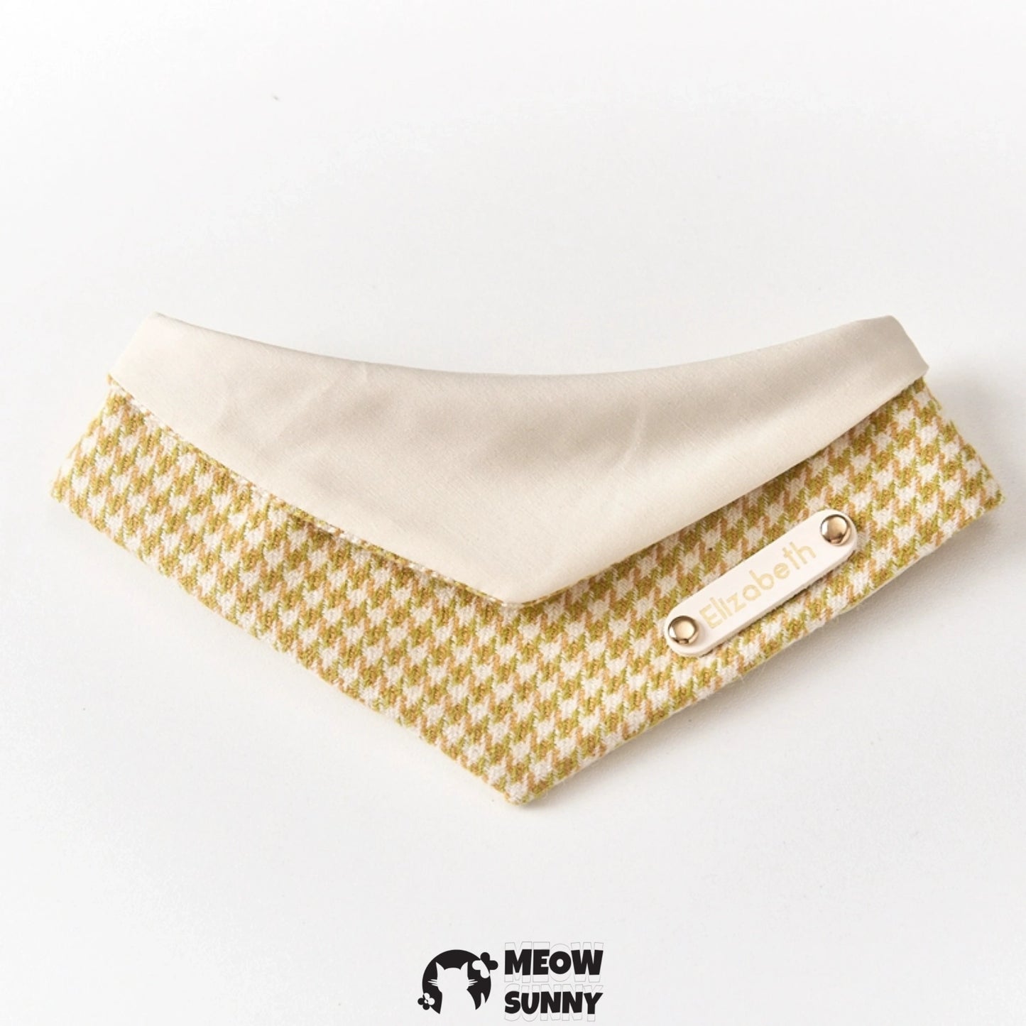 Yellow Houndstooth Cat & Dog Triangle Bibs, Customizable