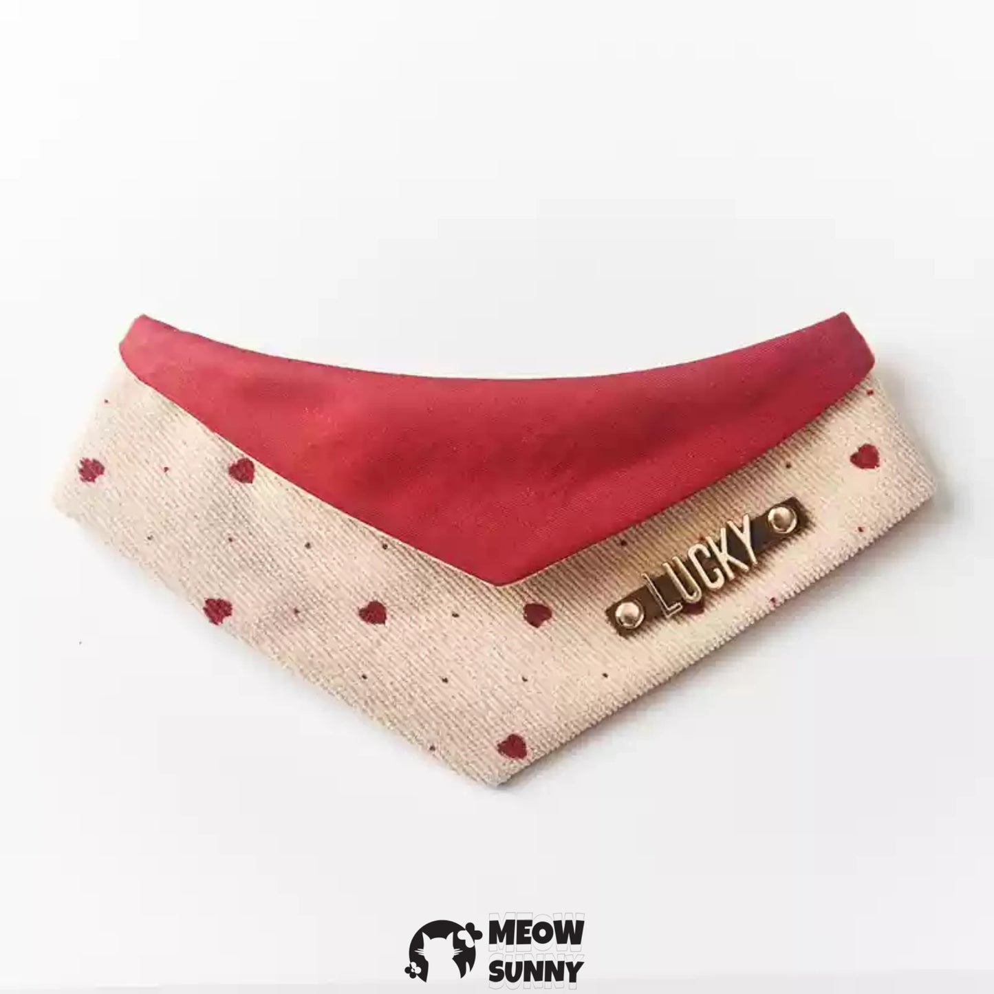 Christmas Love Pattern Corduroy Cat & Dog Triangle Pet Bibs