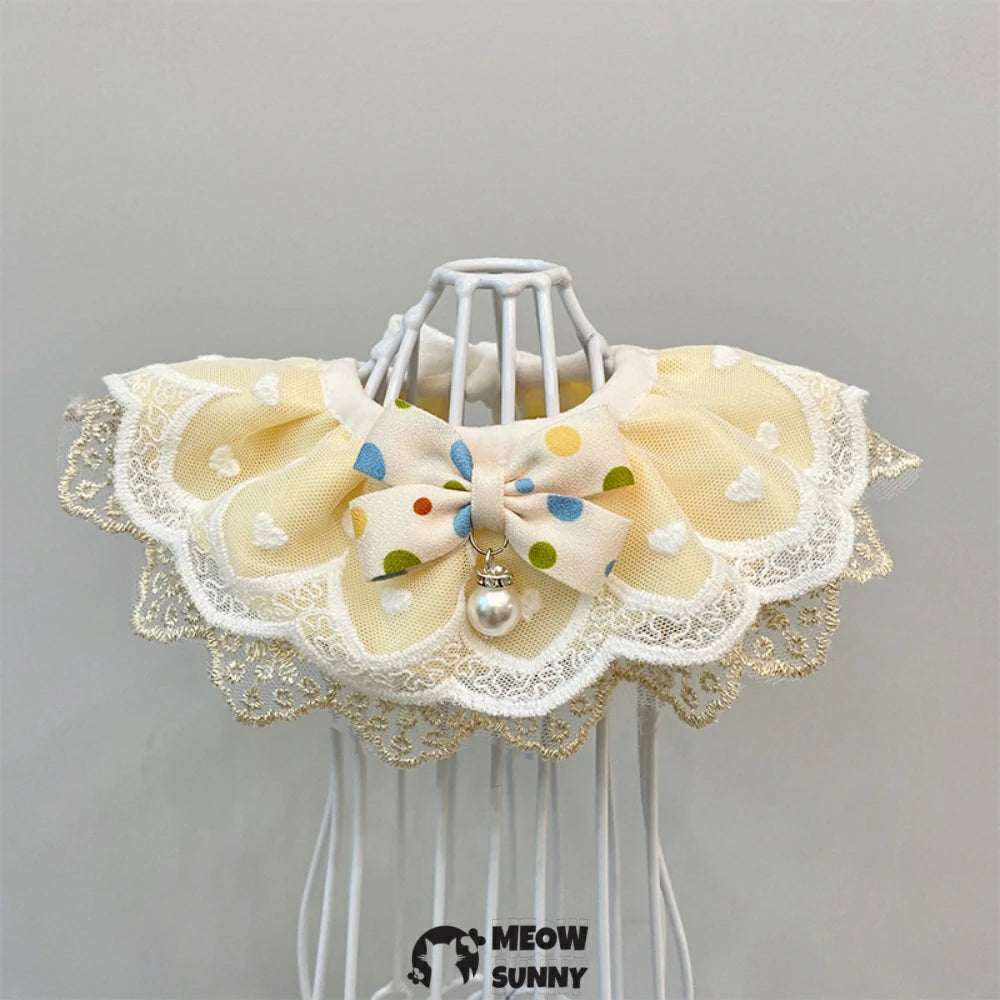 Pet Lace Bib Collar with Cute Bow, Bibs Soft Easy to Wear Comfortable Bow