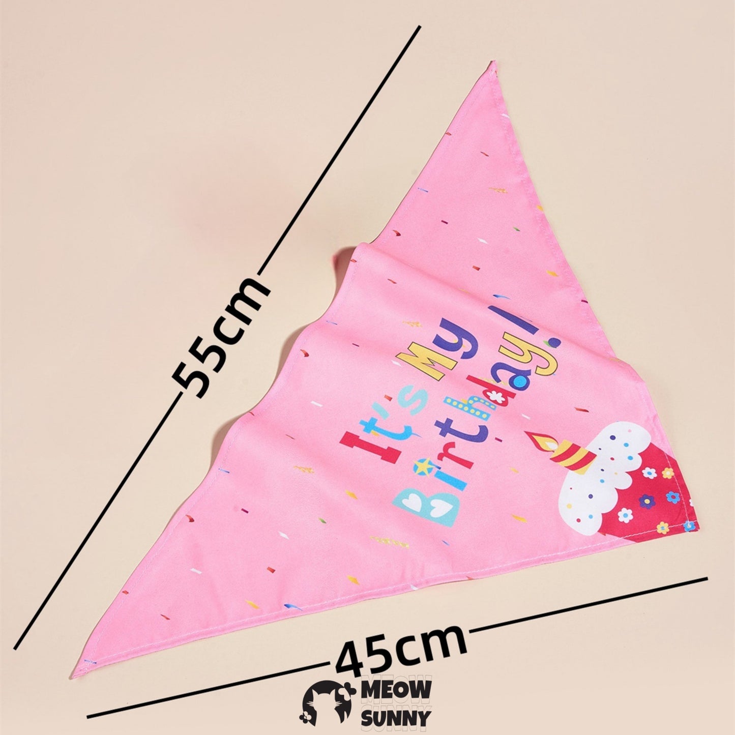 Birthday Cake Dog & Cat Hat with Triangle Bib, Medium
