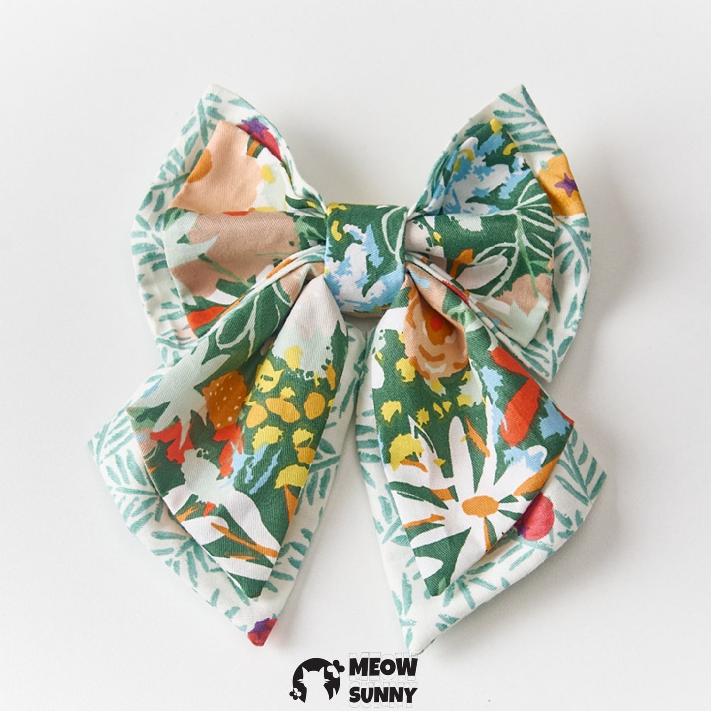 Butterfly and Flower Print Pet Cat & Dog Green Bowtie
