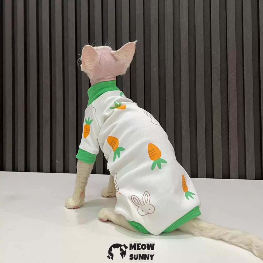 Sphynx Sleeveless Bodysuit Elastic Hairless Cute pattern Cat Clothes