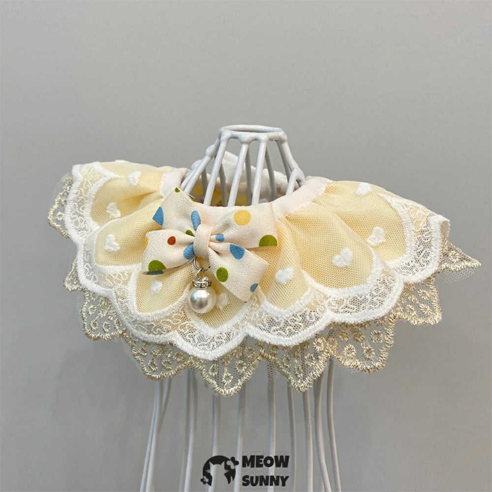 Pet Lace Bib Collar with Cute Bow, Bibs Soft Easy to Wear Comfortable Bow
