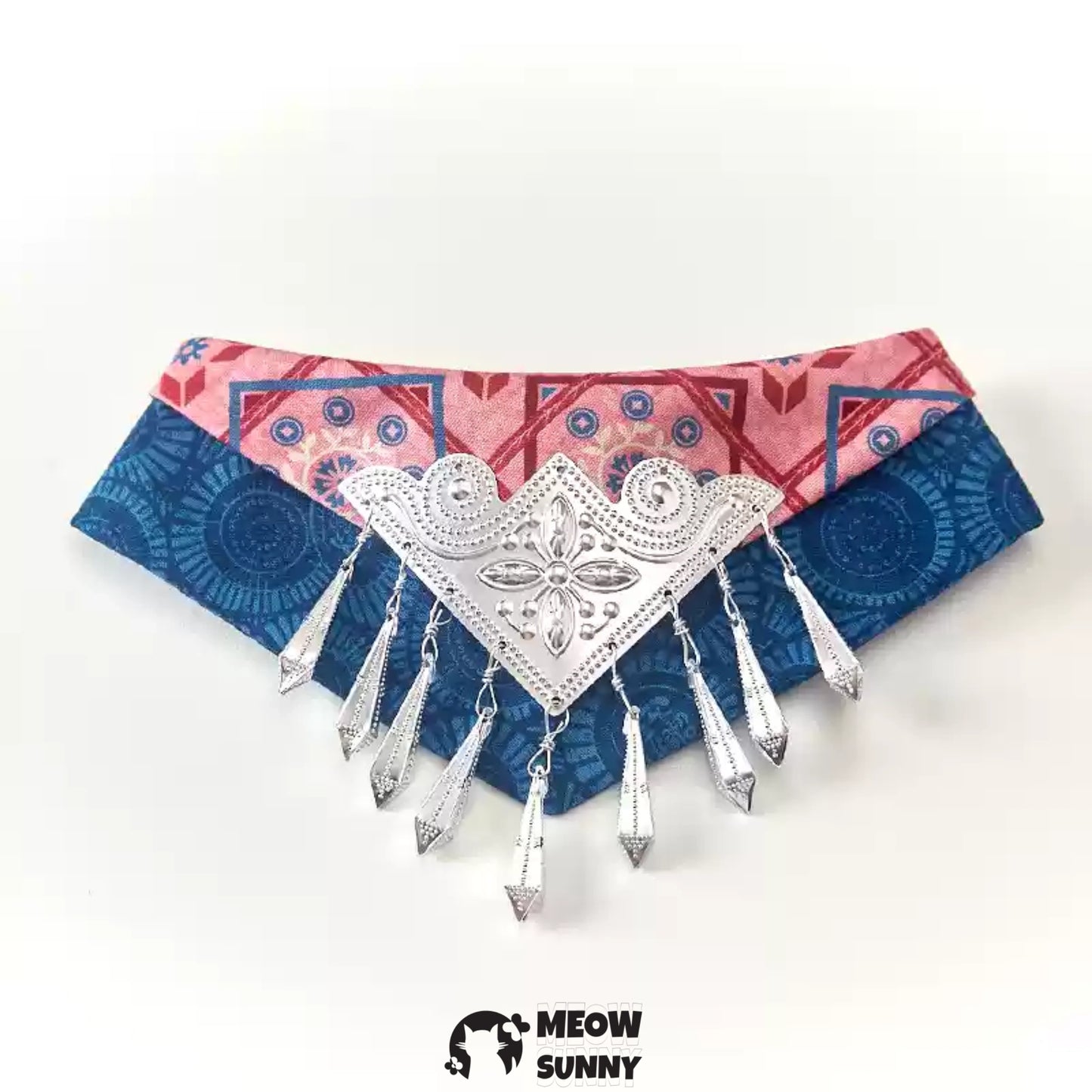 Vintage Metallic Pet Cat & Dog Triangle Scarf Necklace