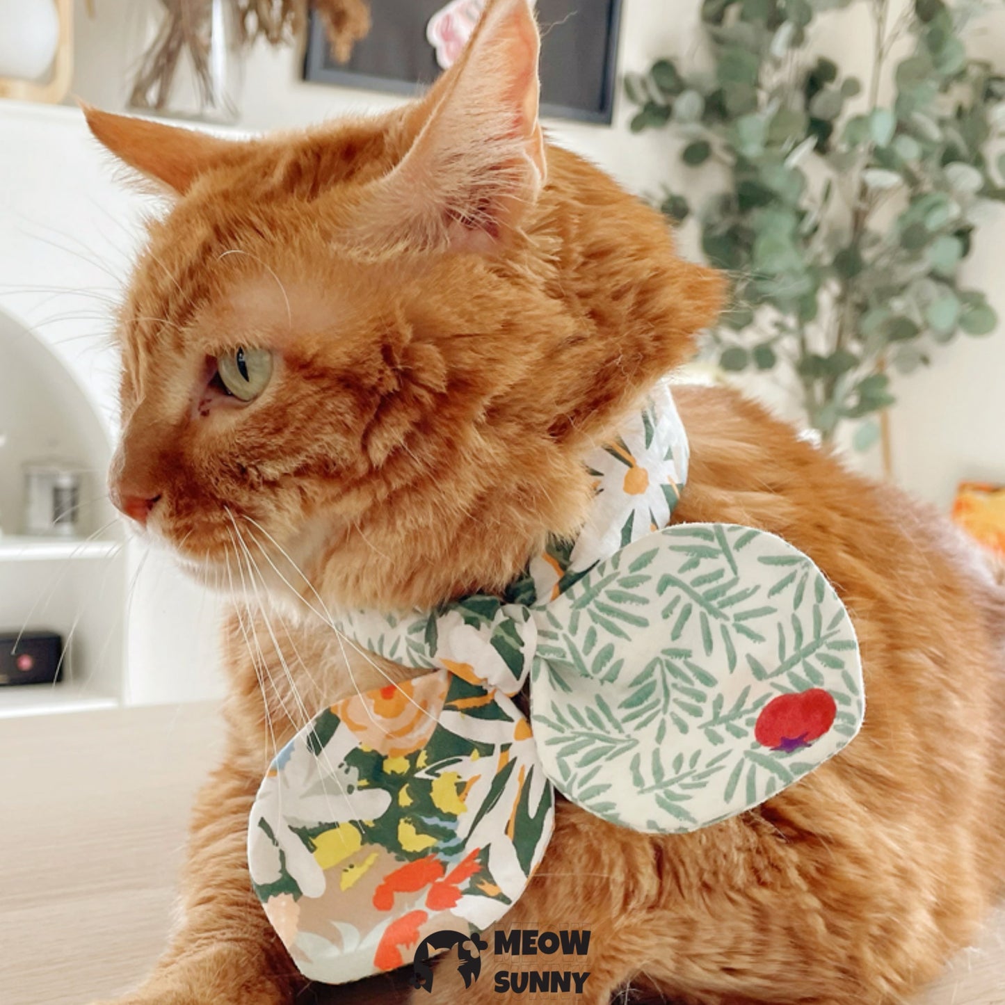 Heart-Shaped Collar Butterfly Flower Print Pet Cat &Dog Bowtie