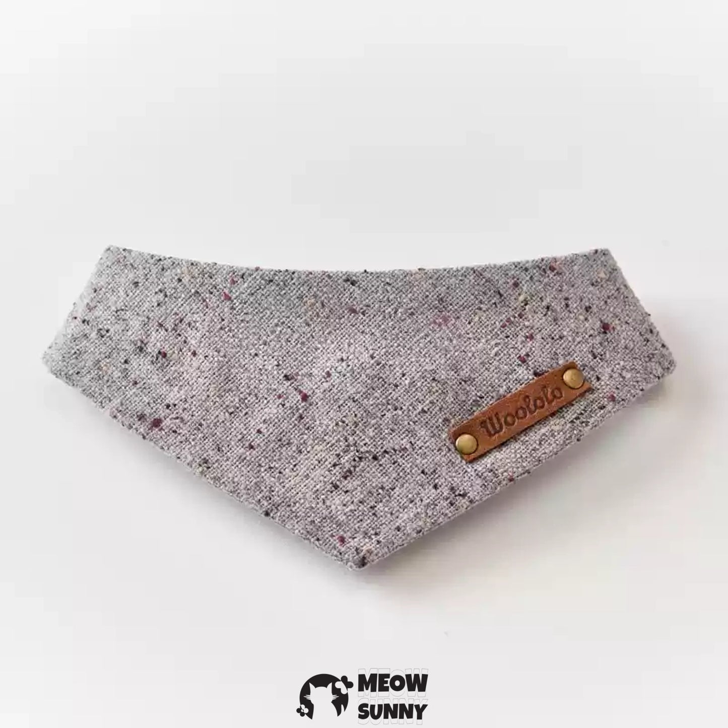Wool Series Neutral Gray Pet Dot & Cat and Dog Triangle Bibs,Customizable Name