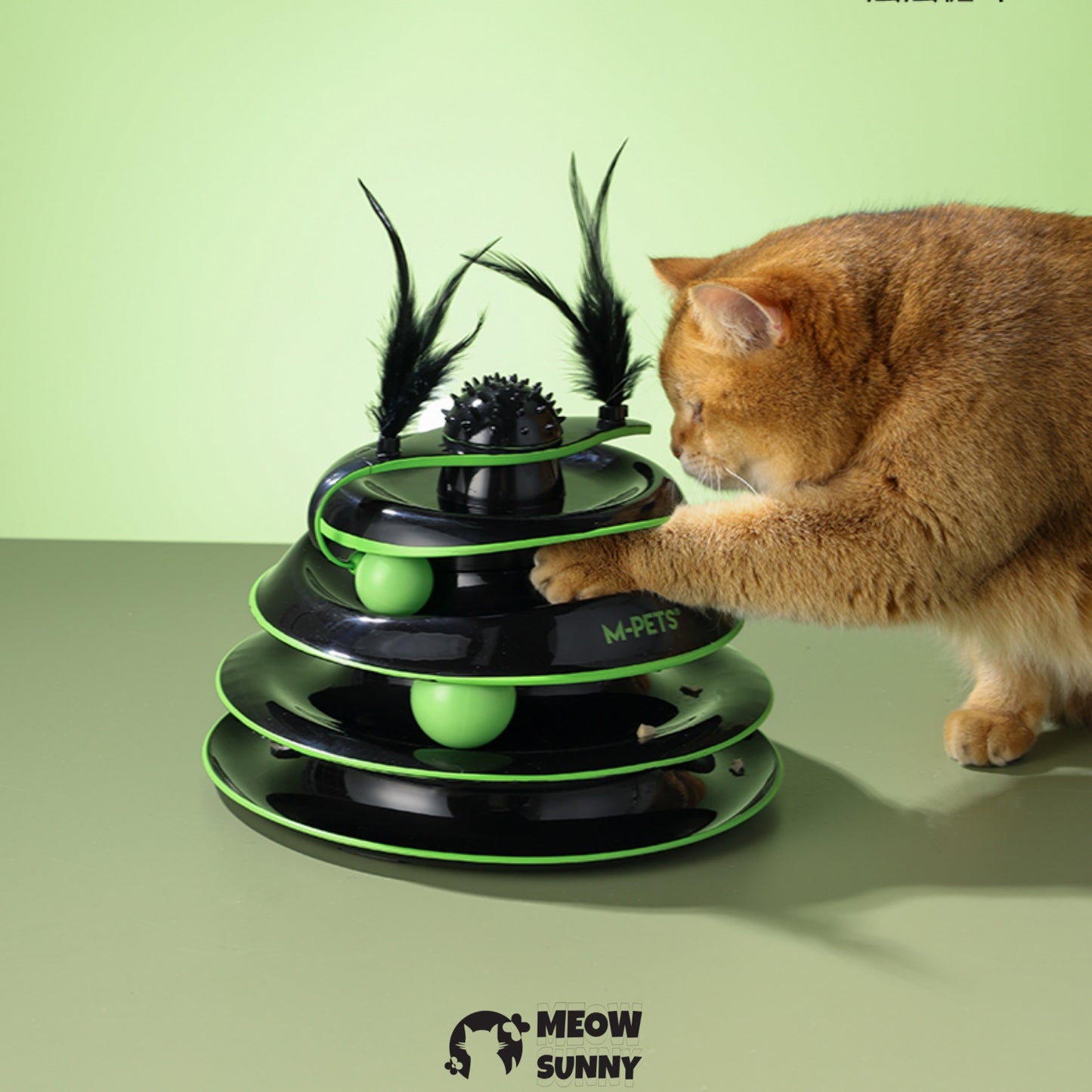 Cats Turntable Circle Track Toys(Black&Green),4 Level Turntable