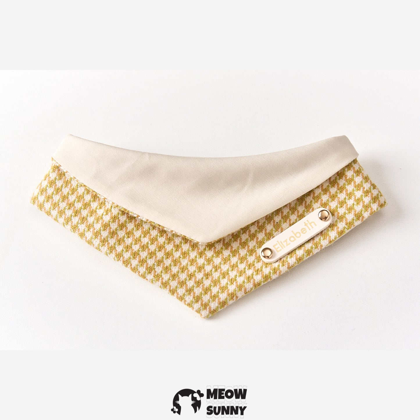 Yellow Houndstooth Cat & Dog Triangle Bibs, Customizable