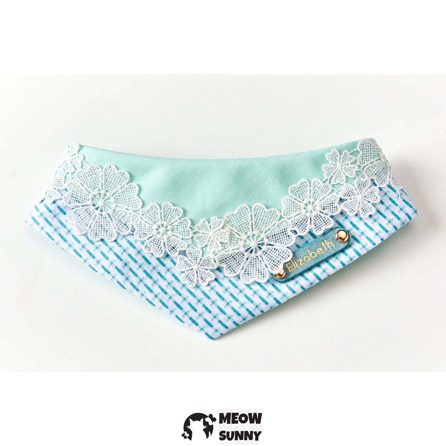 Lace Flower Mint Cat & Dog Pet Triangle Bibs