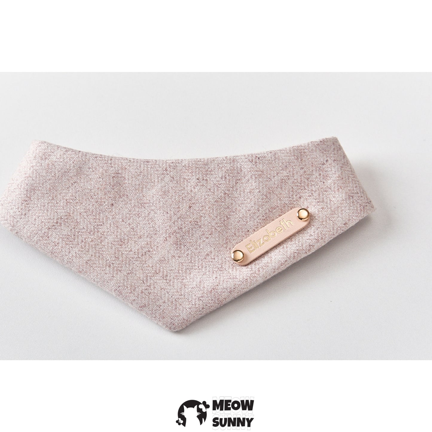 Gentle Ivory Color Pet Cat & Dog Triangle Bib,Customizable Name