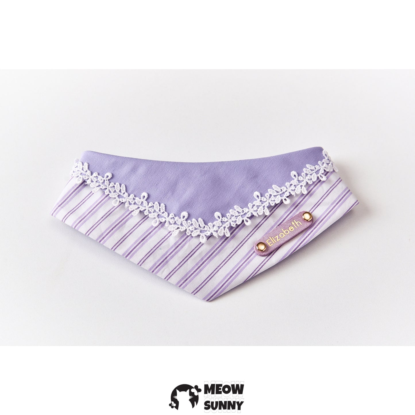 Fantasy Purple Striped Pet Cat & Dog Triangle Bib,Customizable Name