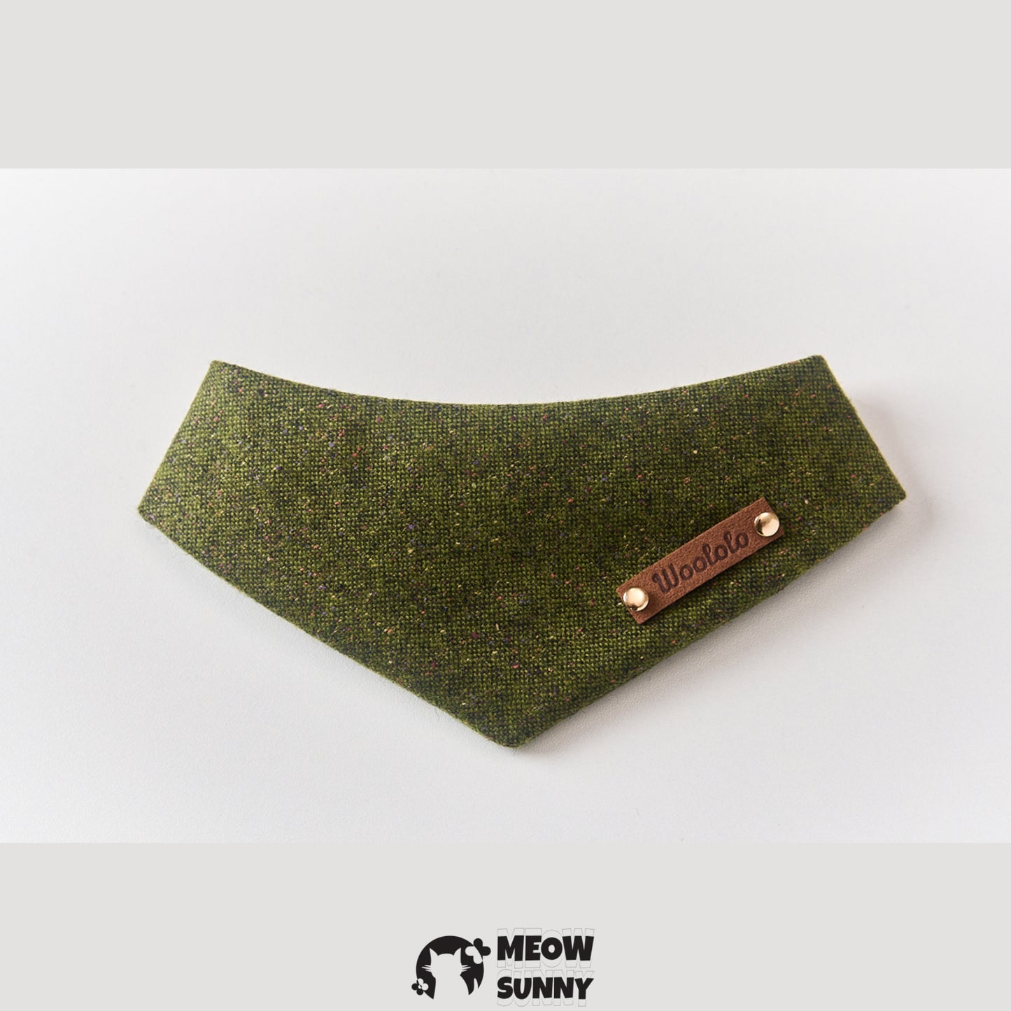Wool Moss Green Pet Cat & Dog Triangle Bibs,Customizable Name