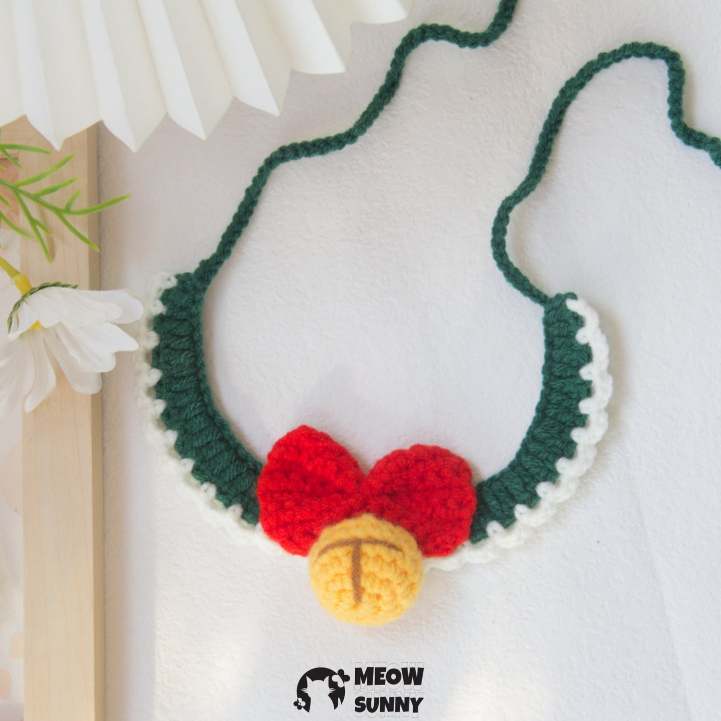 Woven Bell Cat Cute Holiday Bow Tie Collar