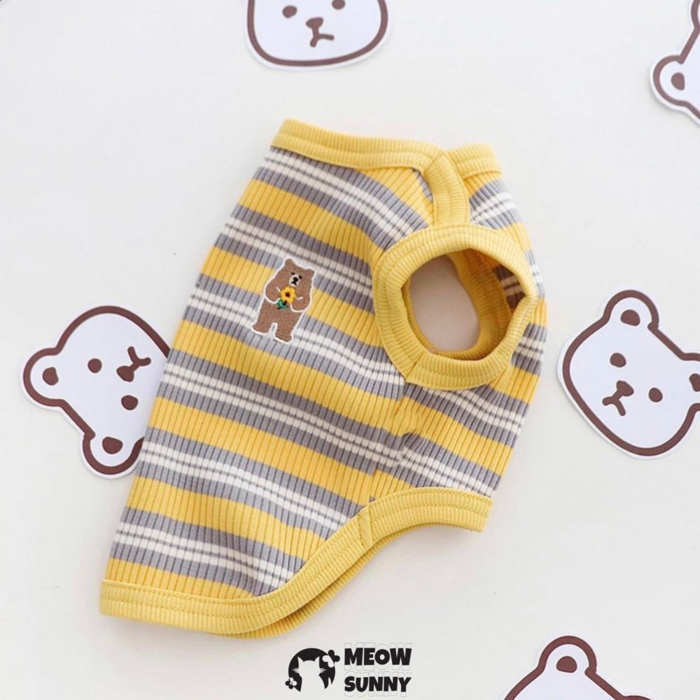 Cute Striped Small Dog T Shirts Soft Cotton Girl Dog Clothes Breathable