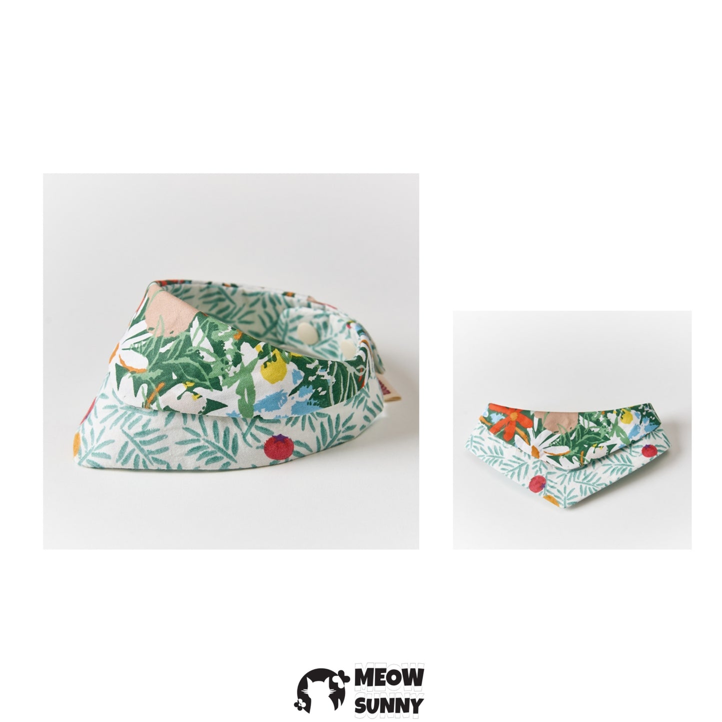 Daisy Print Green Pet Cat & Dog Triangular Bibs