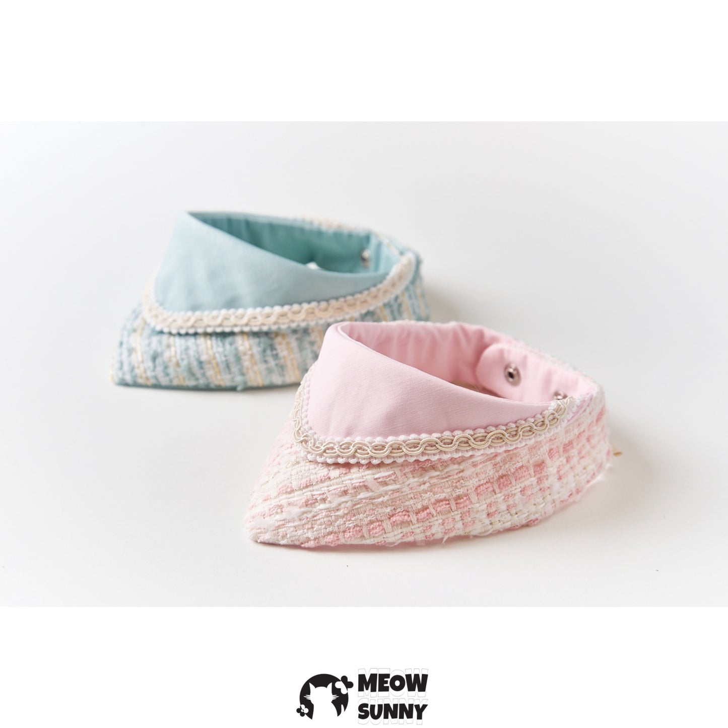 Elegant Tweed Pet Cat & Dog Triangle Bibs,Customizable Name