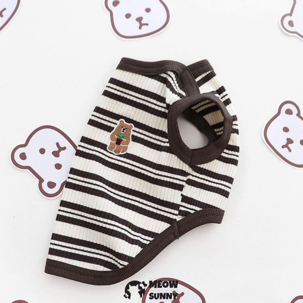 Cute Striped Small Dog T Shirts Soft Cotton Girl Dog Clothes Breathable