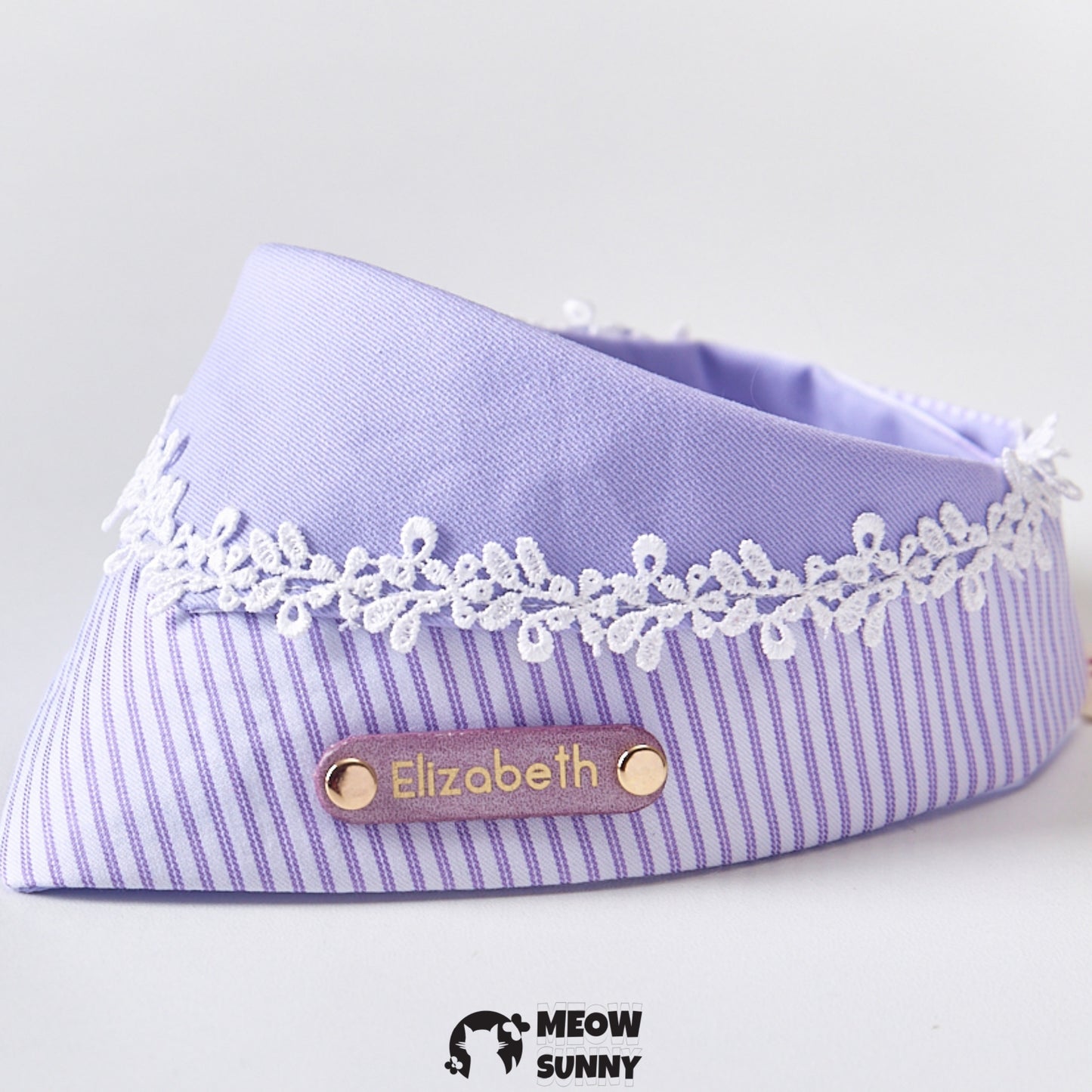 Fantasy Purple Striped Pet Cat & Dog Triangle Bib,Customizable Name
