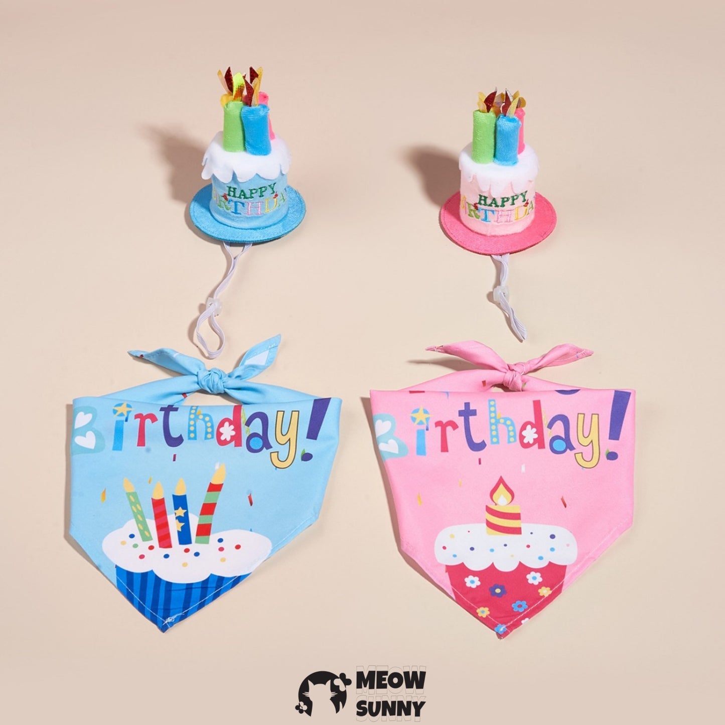Birthday Cake Dog & Cat Hat with Triangle Bib, Medium