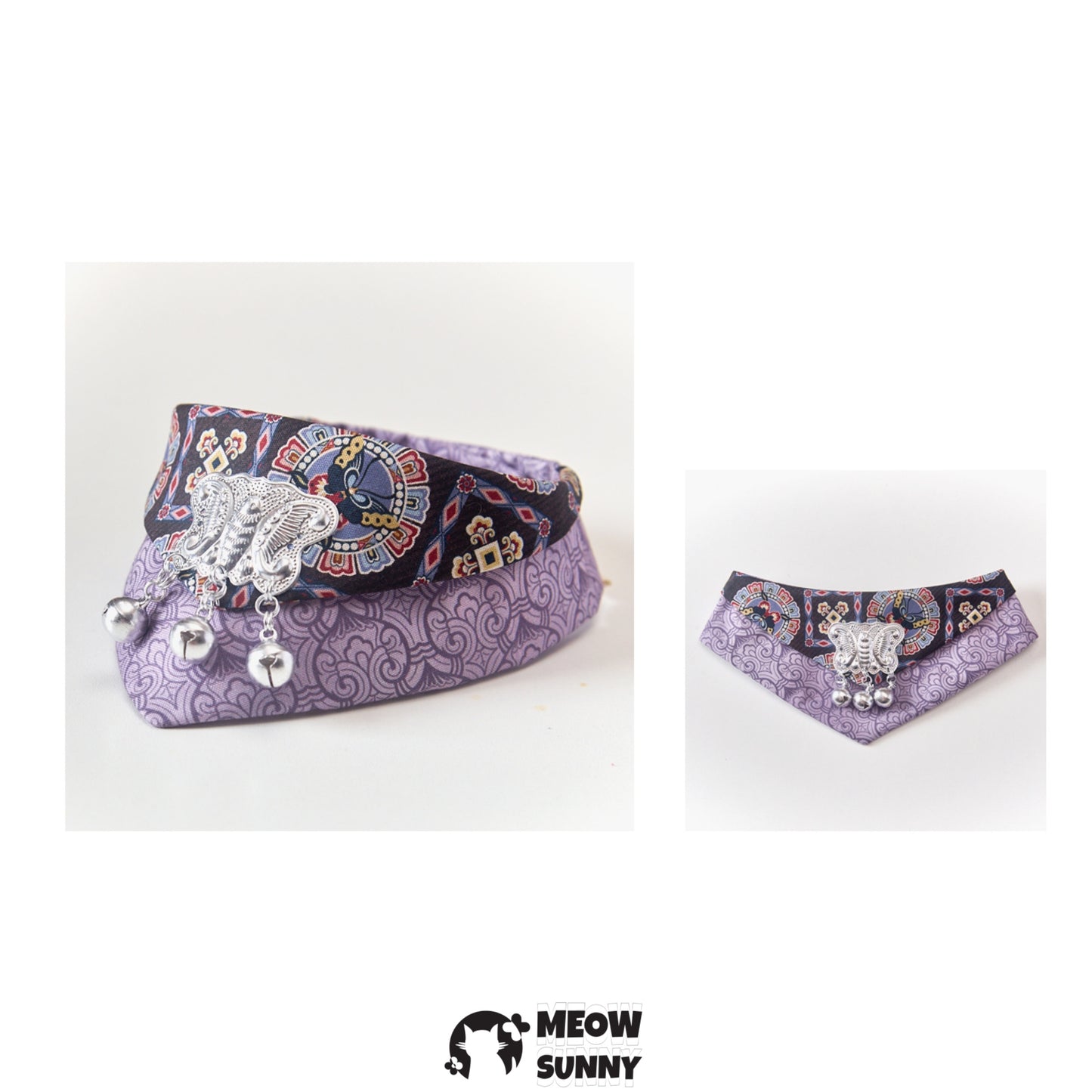 Vintage Metallic Pet Cat & Dog Triangle Scarf Necklace