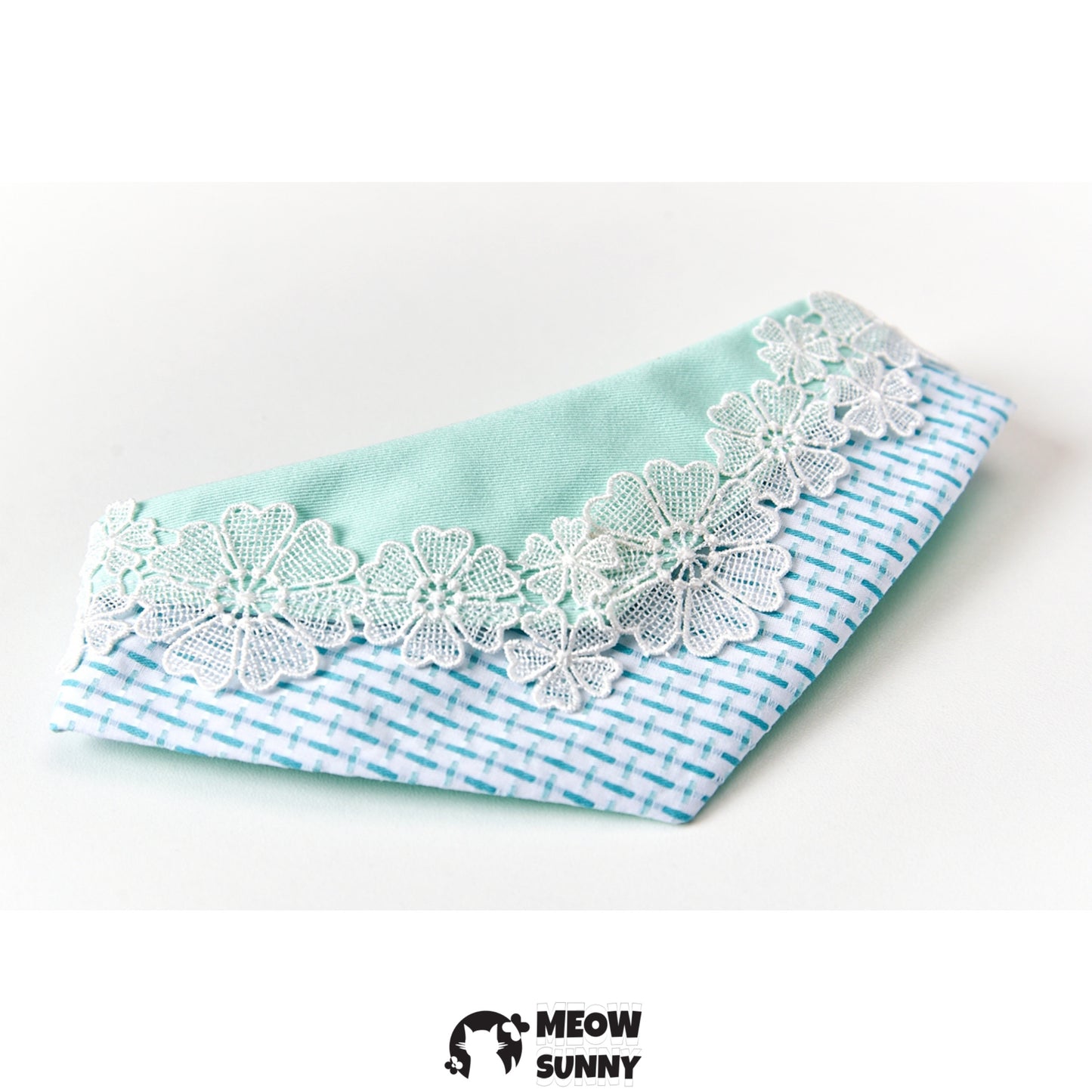 Lace Flower Mint Cat & Dog Pet Triangle Bibs