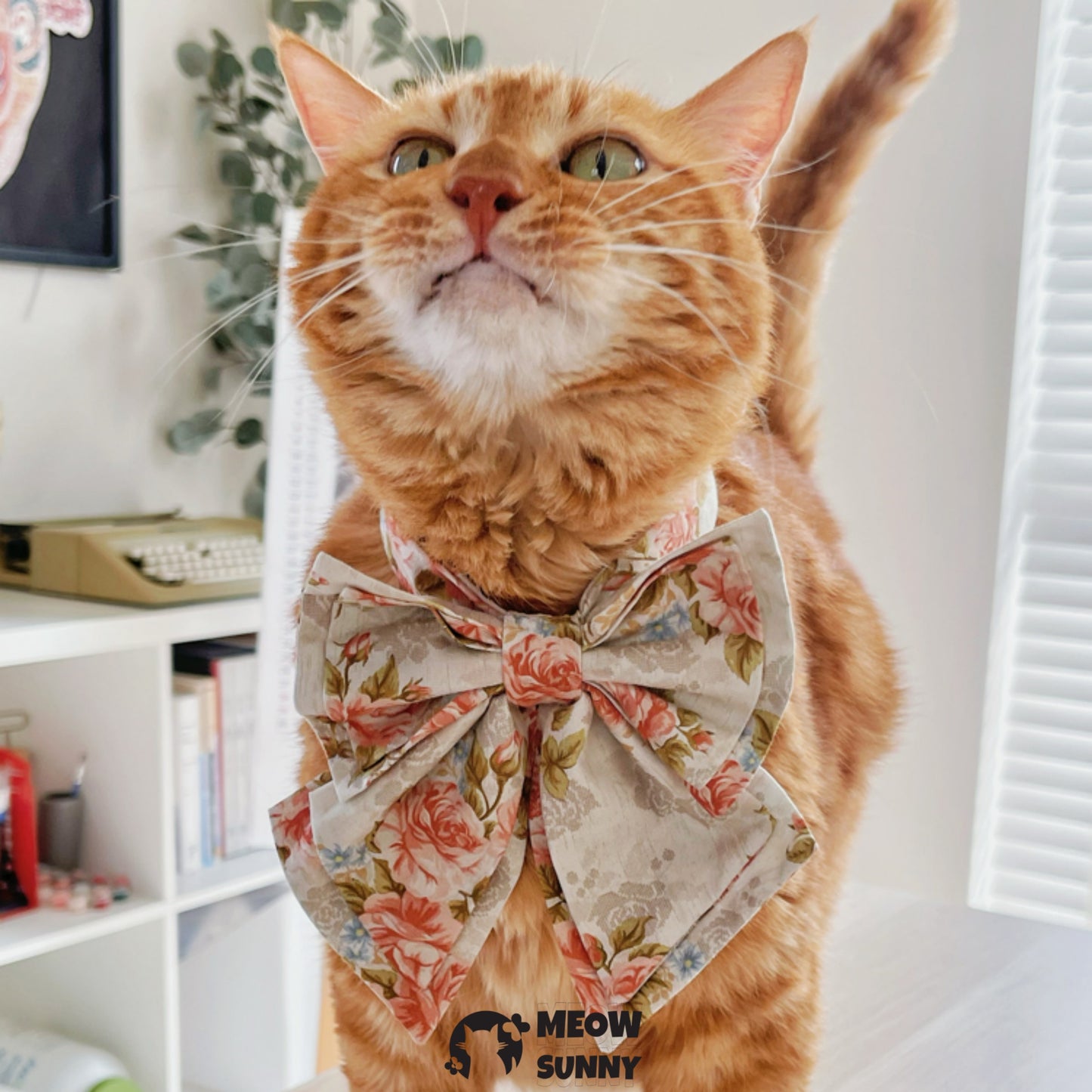 Rose Bow Pet Cat Dog Bow Tie Collar Scarf Bibs ,Lengthened Customization
