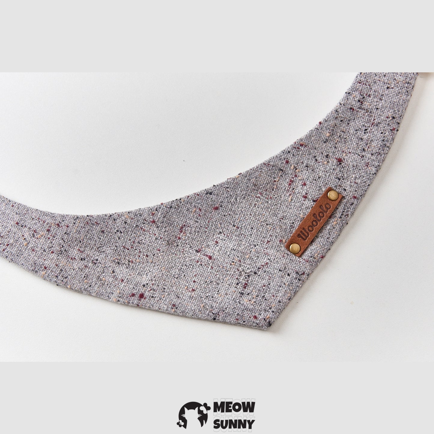 Wool Series Neutral Gray Pet Dot & Cat and Dog Triangle Bibs,Customizable Name