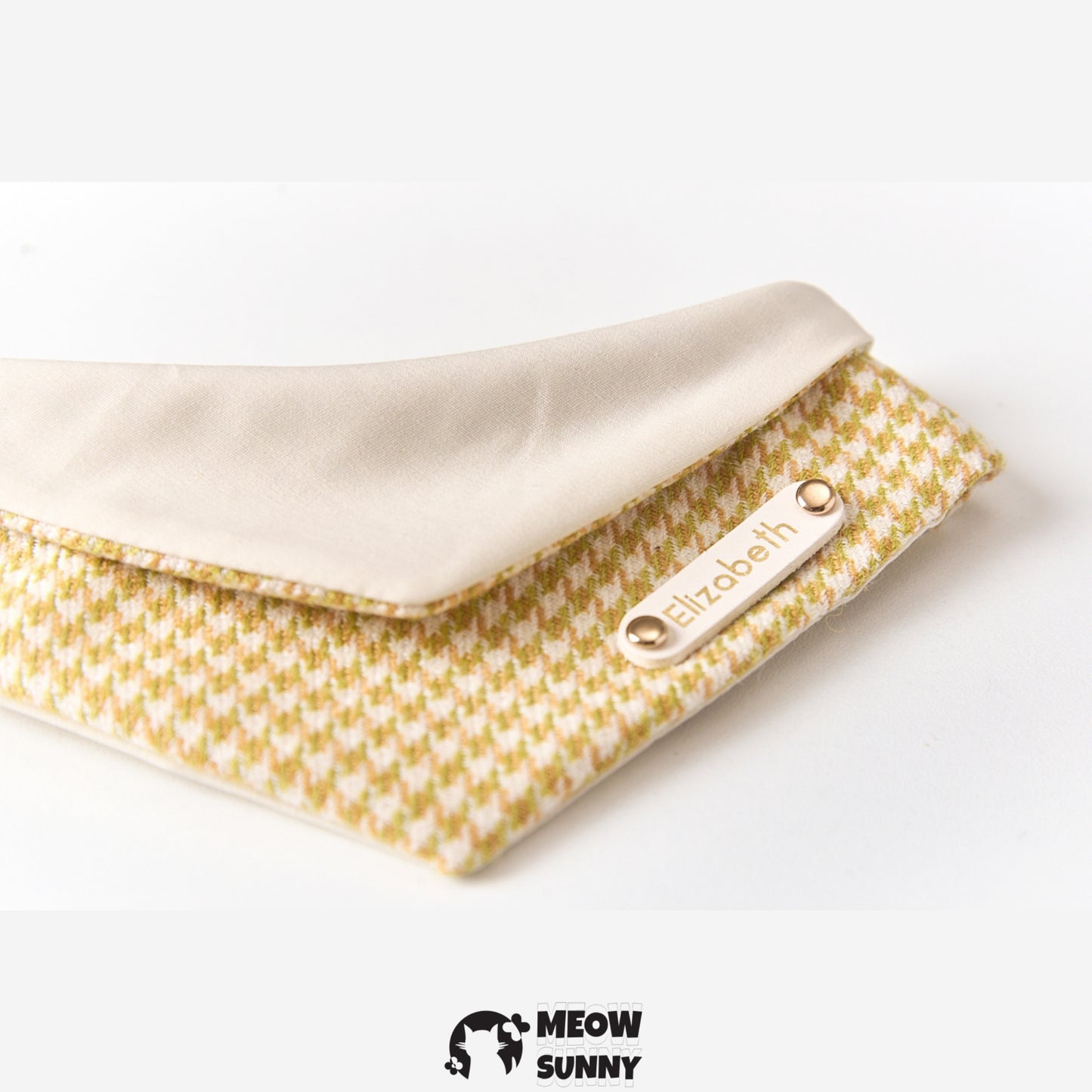 Yellow Houndstooth Cat & Dog Triangle Bibs, Customizable