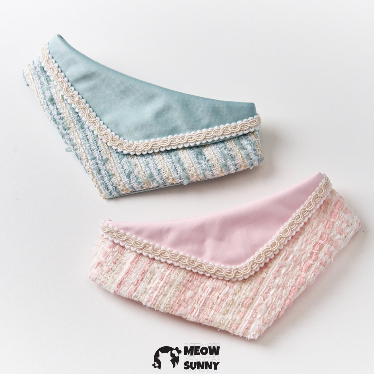 Elegant Tweed Pet Cat & Dog Triangle Bibs,Customizable Name