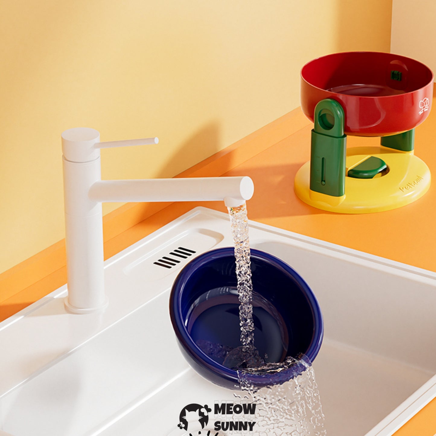 Adjustable height cat&dog bowl