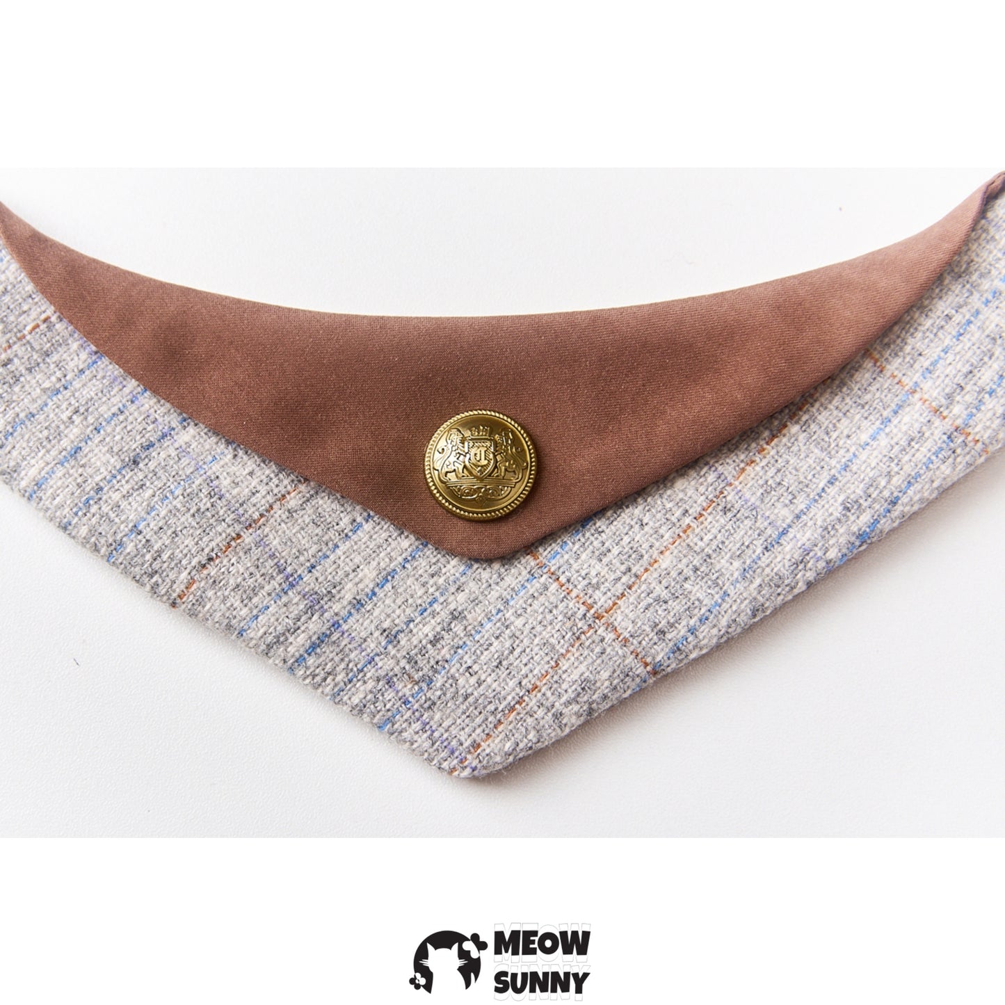 Brown Plaid Pet Cat & Dog Triangle Bib,Customizable Name