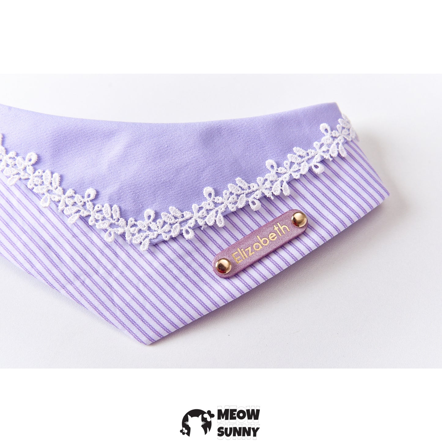Fantasy Purple Striped Pet Cat & Dog Triangle Bib,Customizable Name