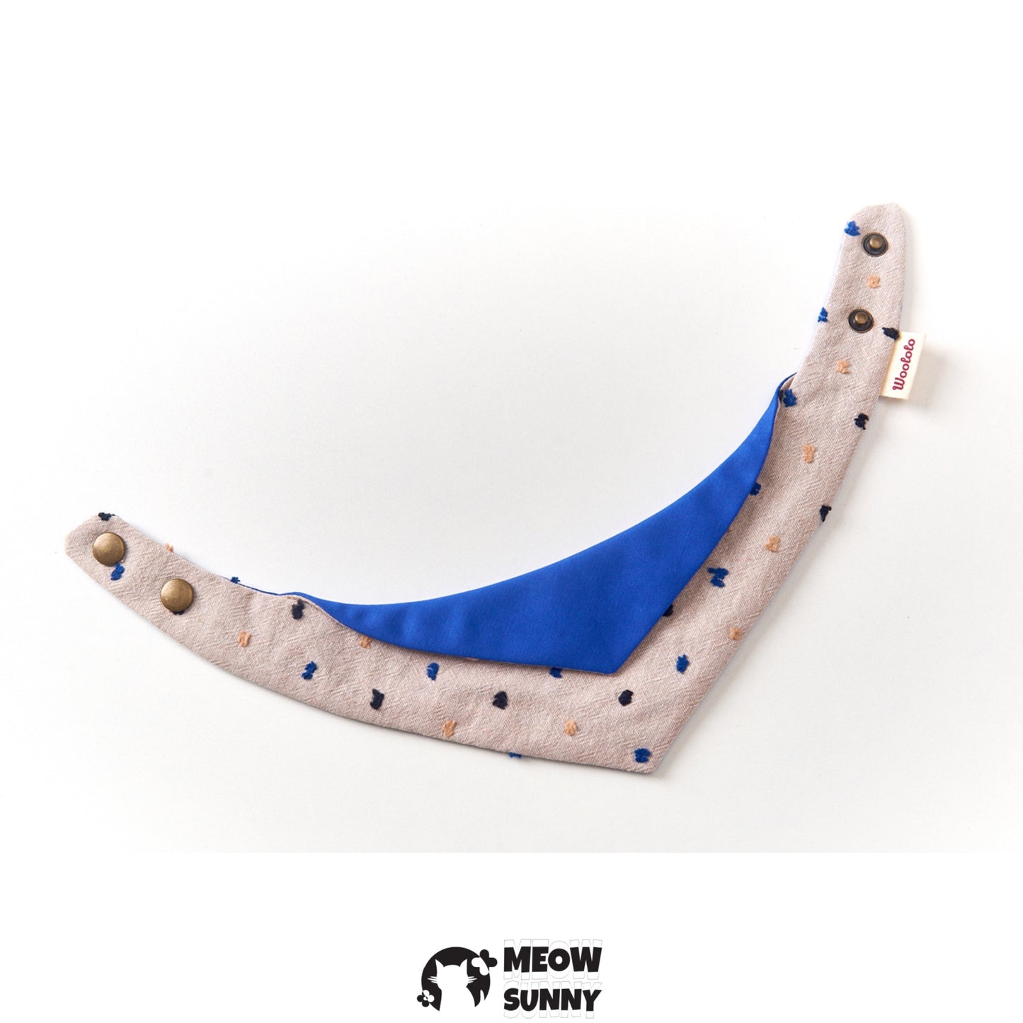 Blue fabric dot jacquard cat or dog collar, customizable and extendable