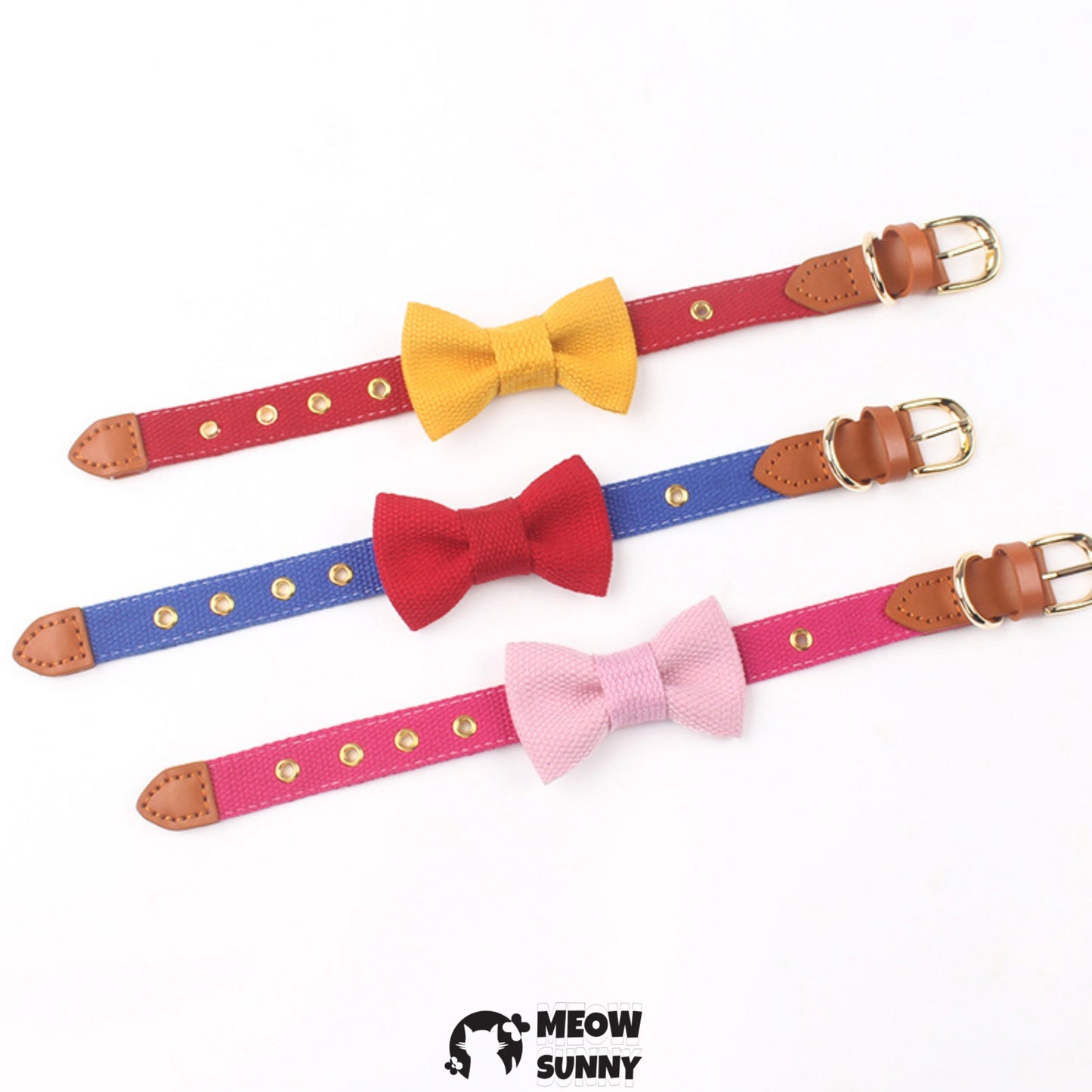 Adjustable Bowknot Nylon Dog &Cat Collar, 1.3M,Customizable Name