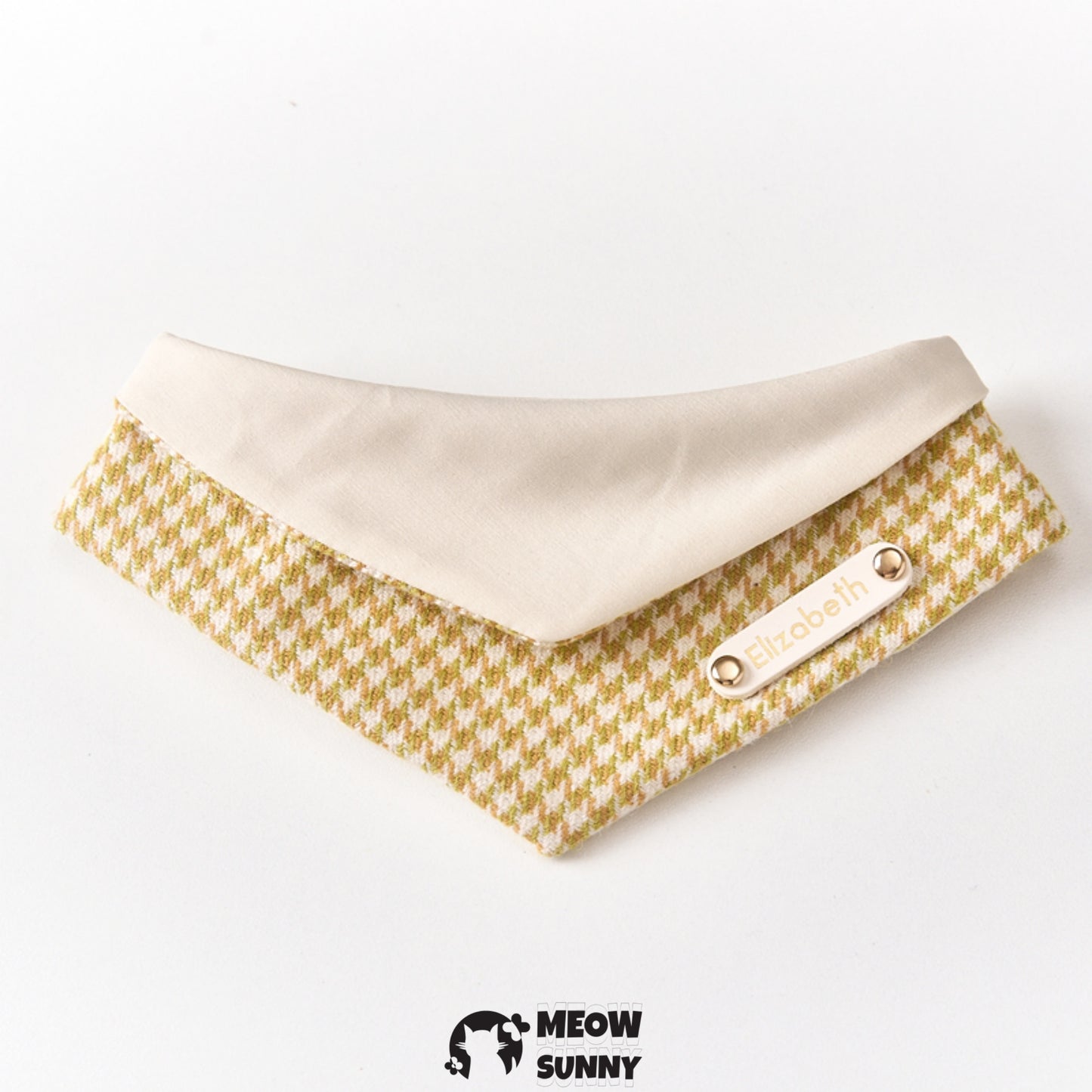 Yellow Houndstooth Cat & Dog Triangle Bibs, Customizable