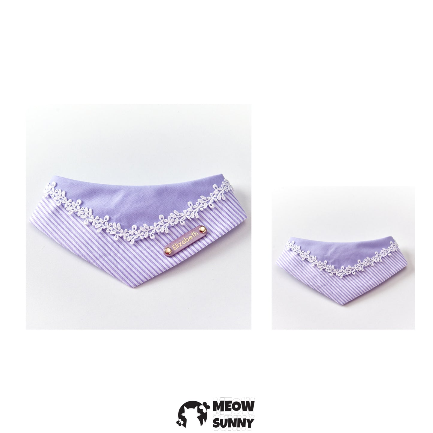 Fantasy Purple Striped Pet Cat & Dog Triangle Bib,Customizable Name