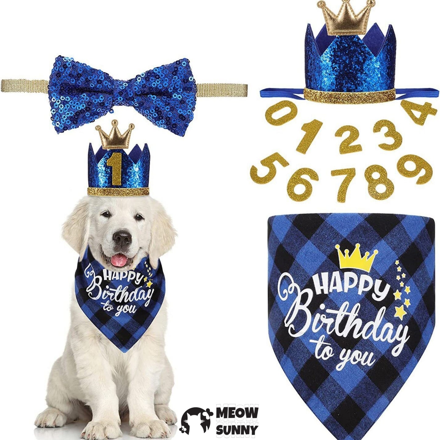 Birthday Glitter Crown Dog & Cat Hat, Medium