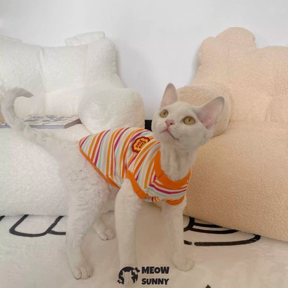 Devon cat clothes pure cotton striped stretch vest