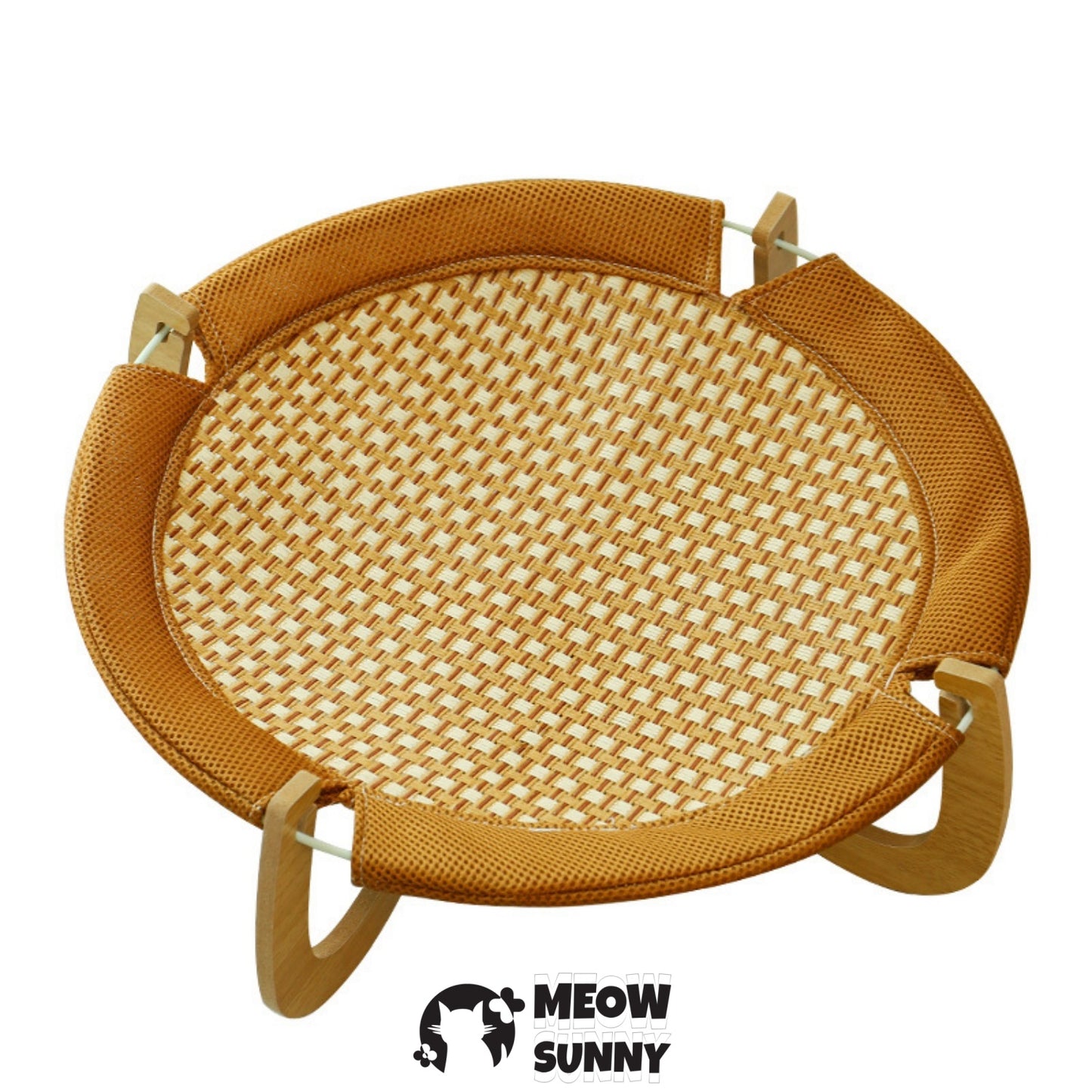 Finsion Cat Round Disc Display Bamboo Weaving Bed