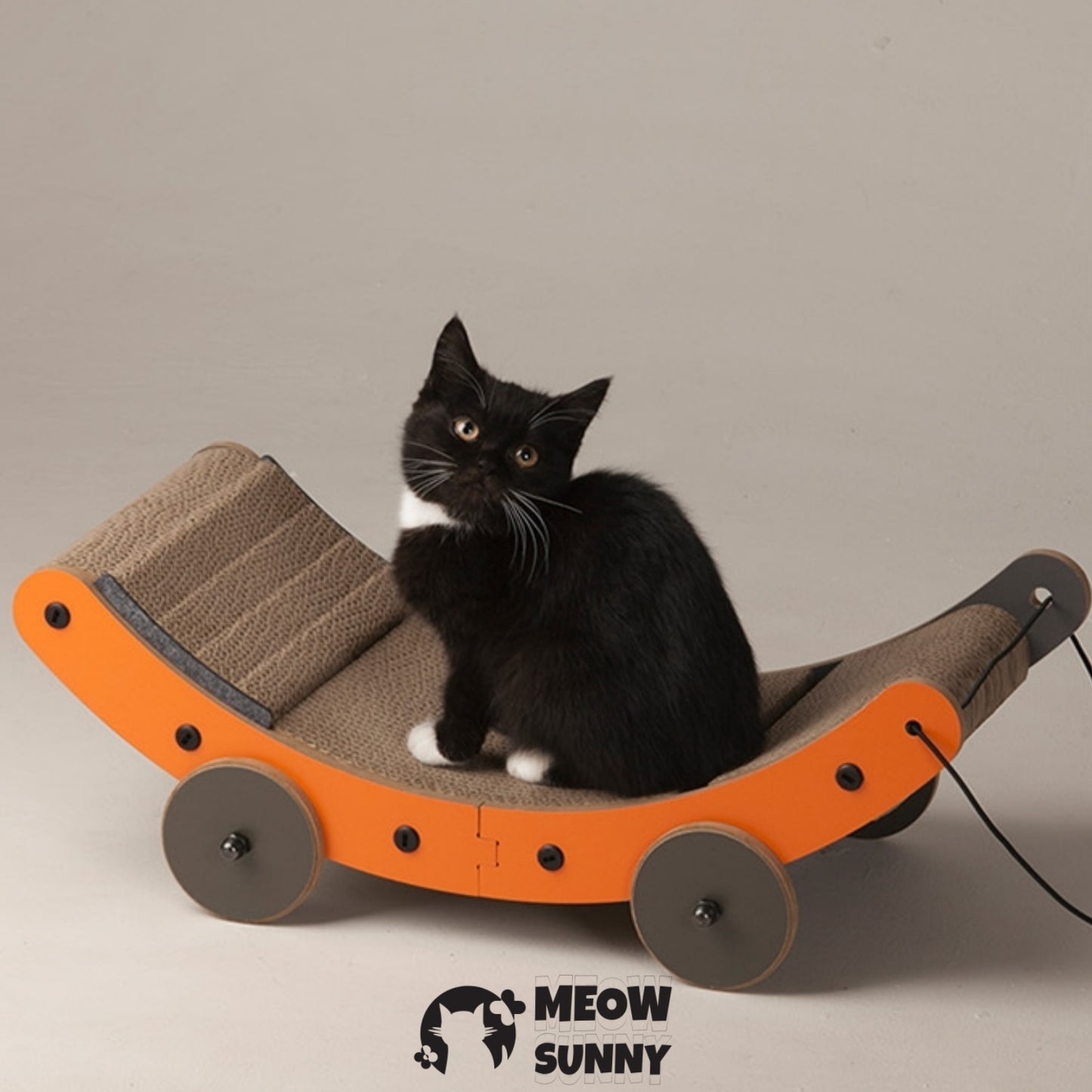 Cat Skateboard Semi-arc Cat Scratching Board,Medium, Orange
