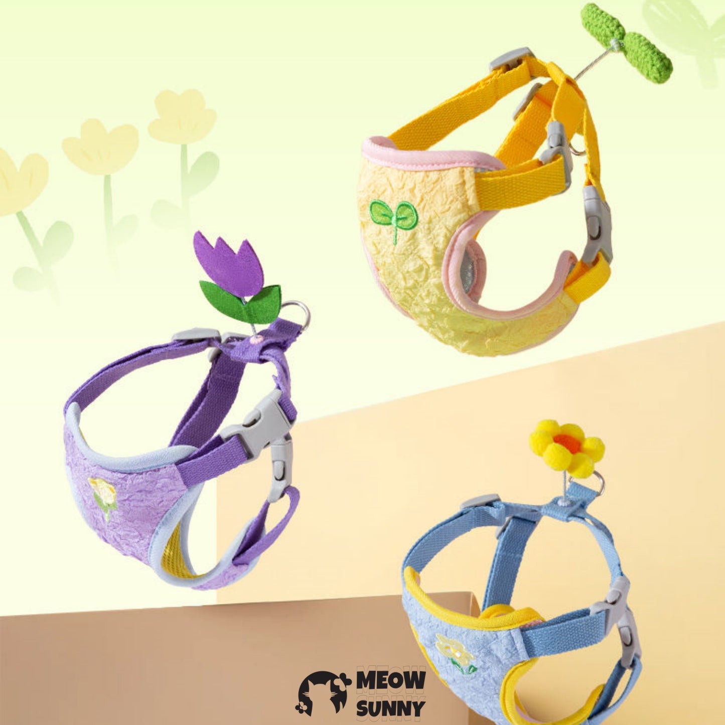 Summer Colorful Flowers Leash Harness Pets to Go Out with Harness & Leash